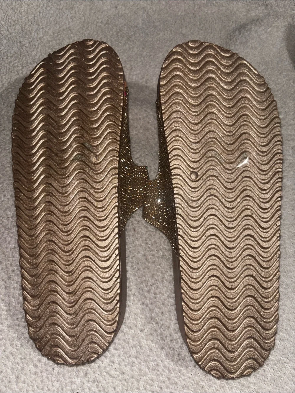 Embellished Double-Buckle Slide Sandals in Champagne